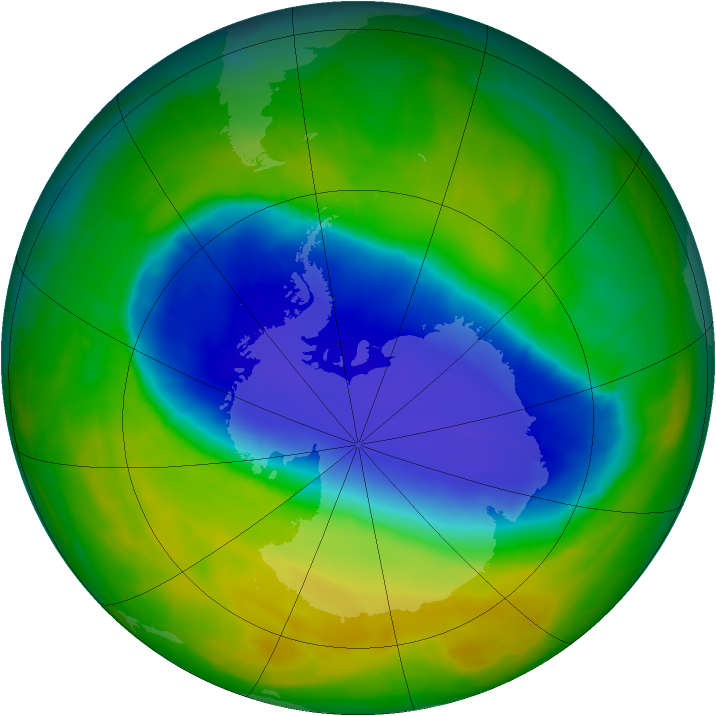 Antarctic ozone map for 10 November 2014